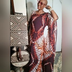 Chic Bohemian Maxi Dress in Brown and White